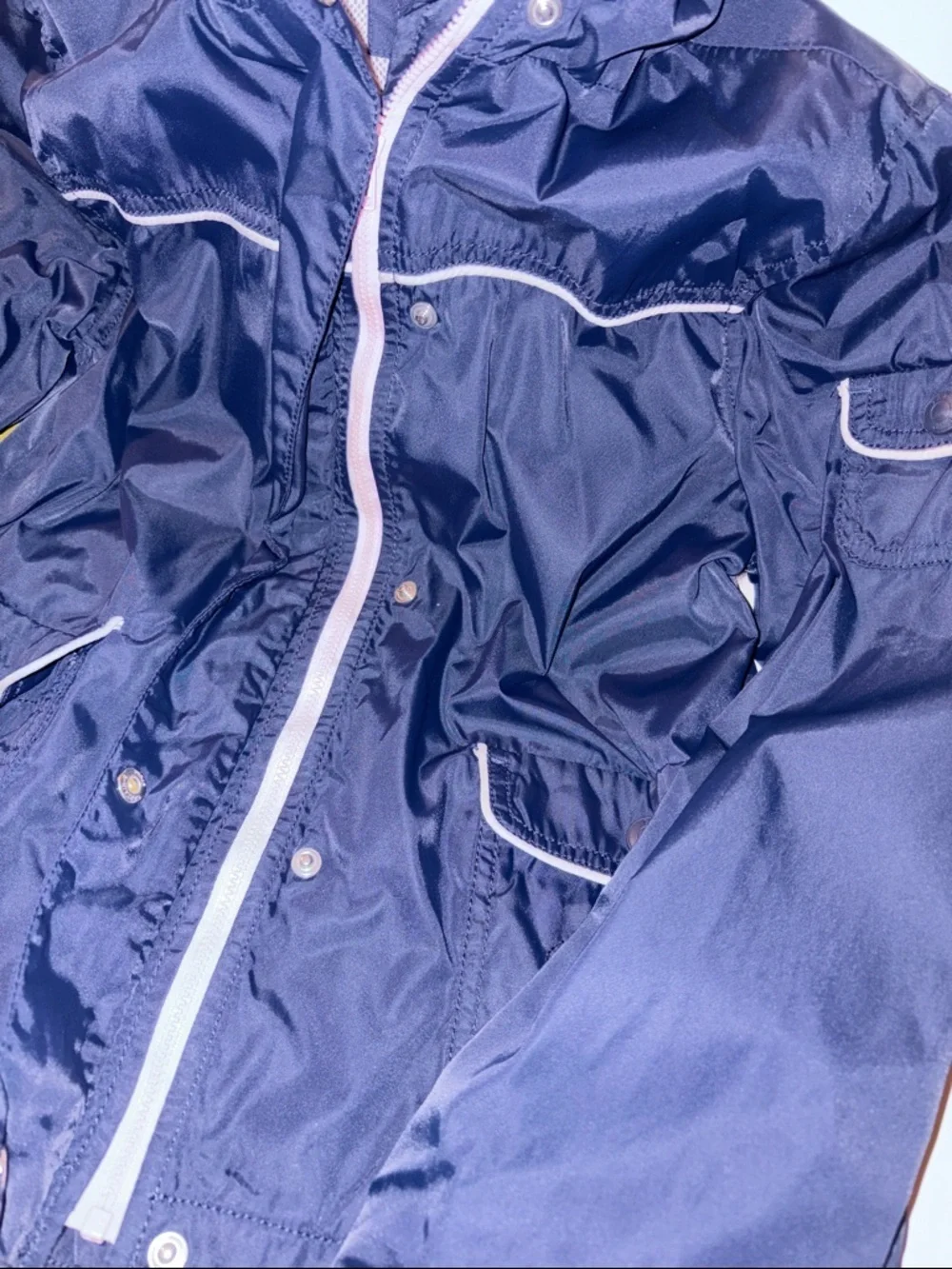 GAP Navy Hooded Raincoat with Pink Lining